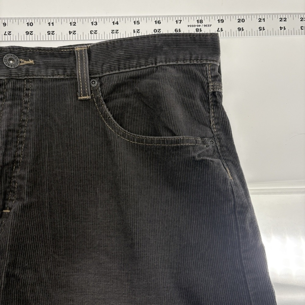 Y2K Wrangler Distressed Gray Corduroy Straight Fit Pants Pleated Grunge 38X30 - Picture 3 of 9